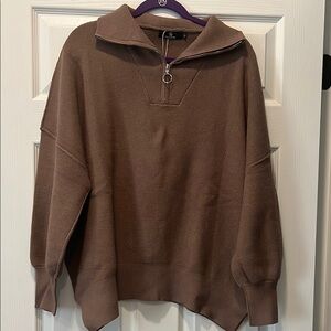 Lillusory Brown Quarter-Zip Sweater Size M